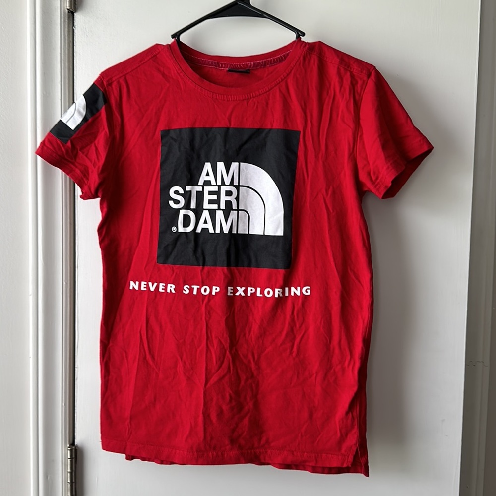 Amsterdam “Never Stop Exploring” Red Tee View 2